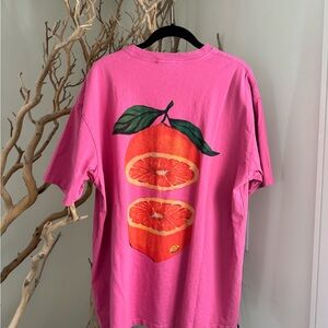 Pink Short-Sleeve Graphic Tee with Citrus Print